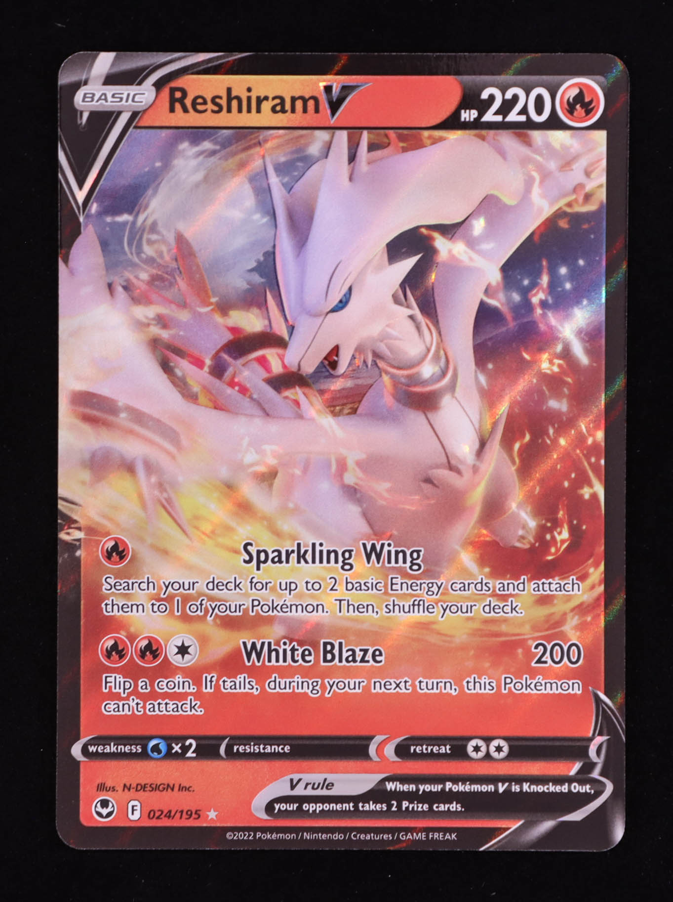 Reshiram V 2022 Pokemon Silver Tempest Holo #24 at PristineAuction.com Reshiram V 2022 Pokemon Silver Tempest Holo #24 at PristineAuction.com