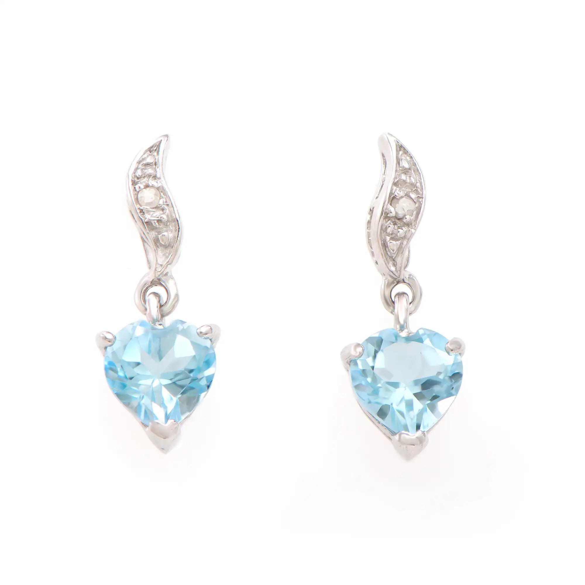 1.42 CTW Natural Diamonds & Blue Topaz Rhodium Plated Designer Earrings | Estimated Value $1,239 (AMG) at PristineAuction.com 1.42 CTW Natural Diamonds & Blue Topaz Rhodium Plated Designer Earrings | Estimated Value $1,239 (AMG) at PristineAuction.com