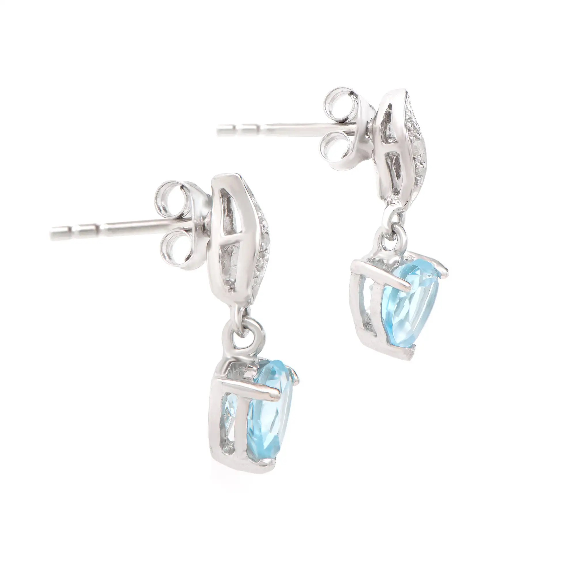 1.42 CTW Natural Diamonds & Blue Topaz Rhodium Plated Designer Earrings | Estimated Value $1,239 (AMG) at PristineAuction.com 1.42 CTW Natural Diamonds & Blue Topaz Rhodium Plated Designer Earrings | Estimated Value $1,239 (AMG) at PristineAuction.com