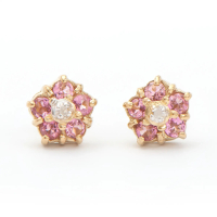 0.67 CTW Natural Diamonds & Tourmaline 18K Gold Plated Designer Earrings | Estimated Value $1,239 (AMG) at PristineAuction.com
