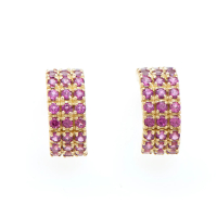 3.20 CTW Natural Rhodolite Garnet 18K Gold Plated Designer Earrings  | Estimated Value $1,339 (AMG) at PristineAuction.com