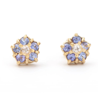 0.67 CTW Natural Diamonds & Tanzanite 18K Gold Plated Designer Earrings | Estimated Value $1,239 (AMG) at PristineAuction.com