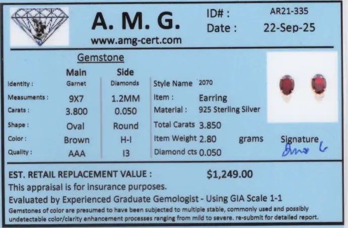 3.85 CTW Natural Diamonds & Garnet 18K Gold Plated Designer Earrings | Estimated Value $1,249 (AMG) at PristineAuction.com 3.85 CTW Natural Diamonds & Garnet 18K Gold Plated Designer Earrings | Estimated Value $1,249 (AMG) at PristineAuction.com