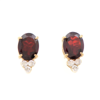 3.85 CTW Natural Diamonds & Garnet 18K Gold Plated Designer Earrings | Estimated Value $1,249 (AMG) at PristineAuction.com