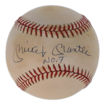 Mickey Mantle Signed OAL Baseball Inscriebd "No. 7" (UD) at PristineAuction.com Mickey Mantle Signed OAL Baseball Inscriebd "No. 7" (UD) at PristineAuction.com
