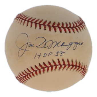 Joe DiMaggio Signed OAL Baseball Inscribed "HOF 55" (JSA) at PristineAuction.com Joe DiMaggio Signed OAL Baseball Inscribed "HOF 55" (JSA) at PristineAuction.com