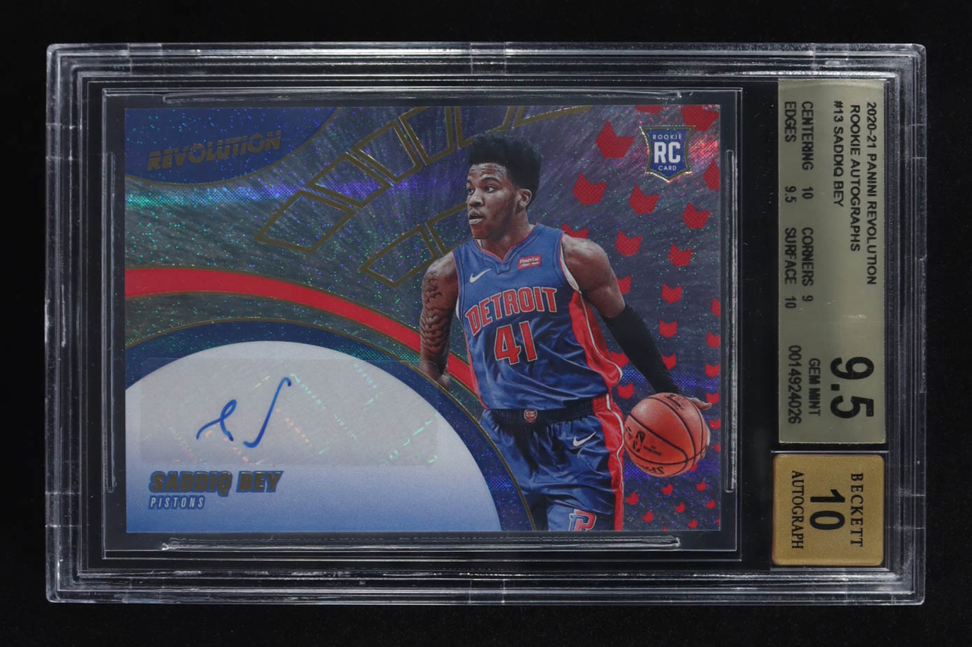 Saddiq Bey 2020-21 Panini Revolution Rookie Autographs #13 RC (BGS 9.5 | Autograph Graded 10) at PristineAuction.com Saddiq Bey 2020-21 Panini Revolution Rookie Autographs #13 RC (BGS 9.5 | Autograph Graded 10) at PristineAuction.com
