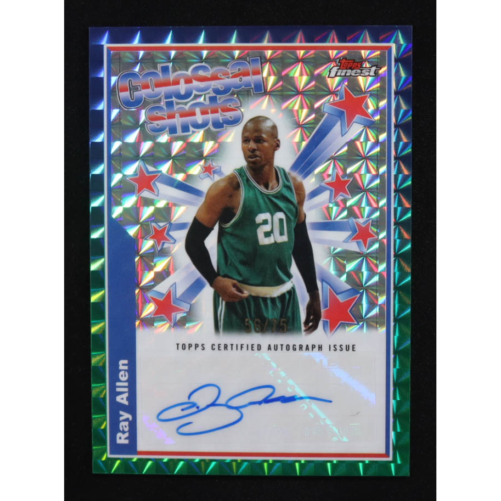 Ray Allen 2024-25 Finest Colossal Shot Signatures Blue Geometric Refractors #BSARA #56/75 at PristineAuction.com