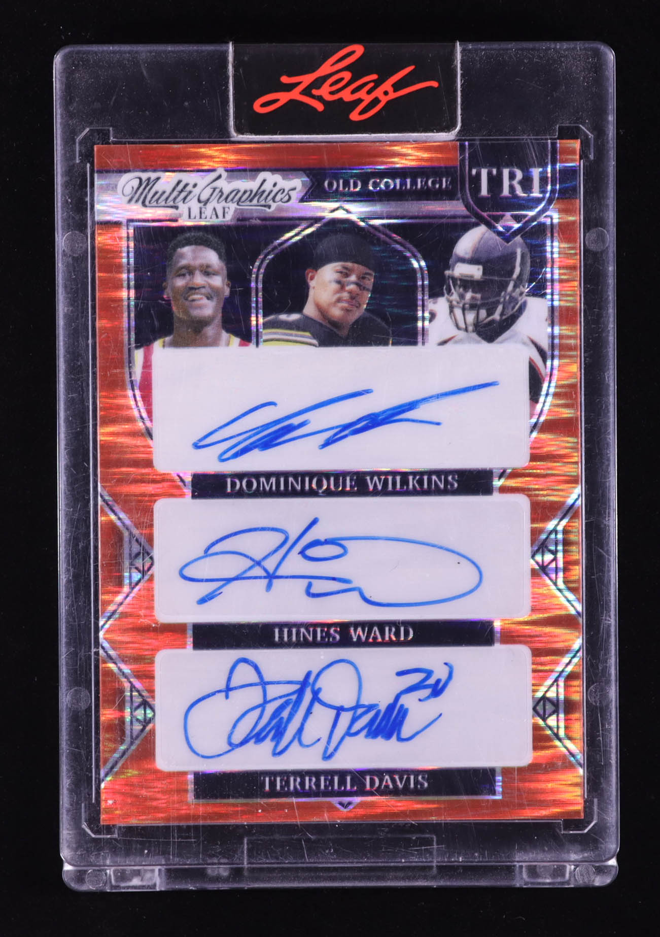 Dominique Wilkins / Hines Ward / Terrell Davis 2022-23 Leaf Multigraphics Old College Tri Orange Stealth #OC4 #2/4 at PristineAuction.com Dominique Wilkins / Hines Ward / Terrell Davis 2022-23 Leaf Multigraphics Old College Tri Orange Stealth #OC4 #2/4 at PristineAuction.com