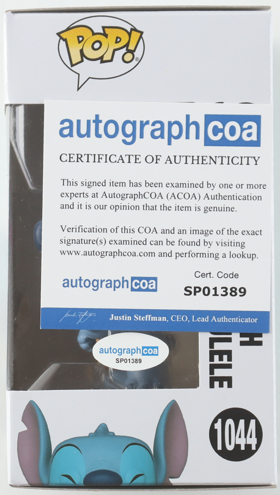 Chris Sanders  Signed "Lilo & Stitch" #1044 Stitch with Ukulele Funko Pop! Vinyl Figure (ACOA) at PristineAuction.com Chris Sanders  Signed "Lilo & Stitch" #1044 Stitch with Ukulele Funko Pop! Vinyl Figure (ACOA) at PristineAuction.com