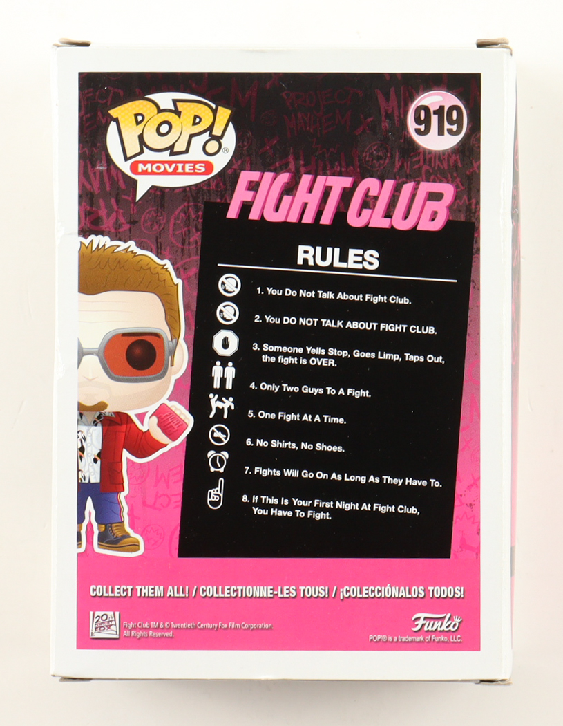 Brad Pitt Signed "Fight Club" #919 Tyler Durden Funko Pop! Vinyl Figure (Beckett) at PristineAuction.com Brad Pitt Signed "Fight Club" #919 Tyler Durden Funko Pop! Vinyl Figure (Beckett) at PristineAuction.com