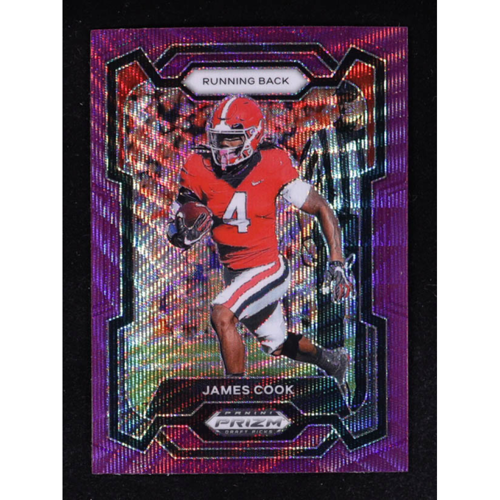 James Cook 2024 Panini Prizm Draft Picks Prizms Purple Wave #11 RC at PristineAuction.com