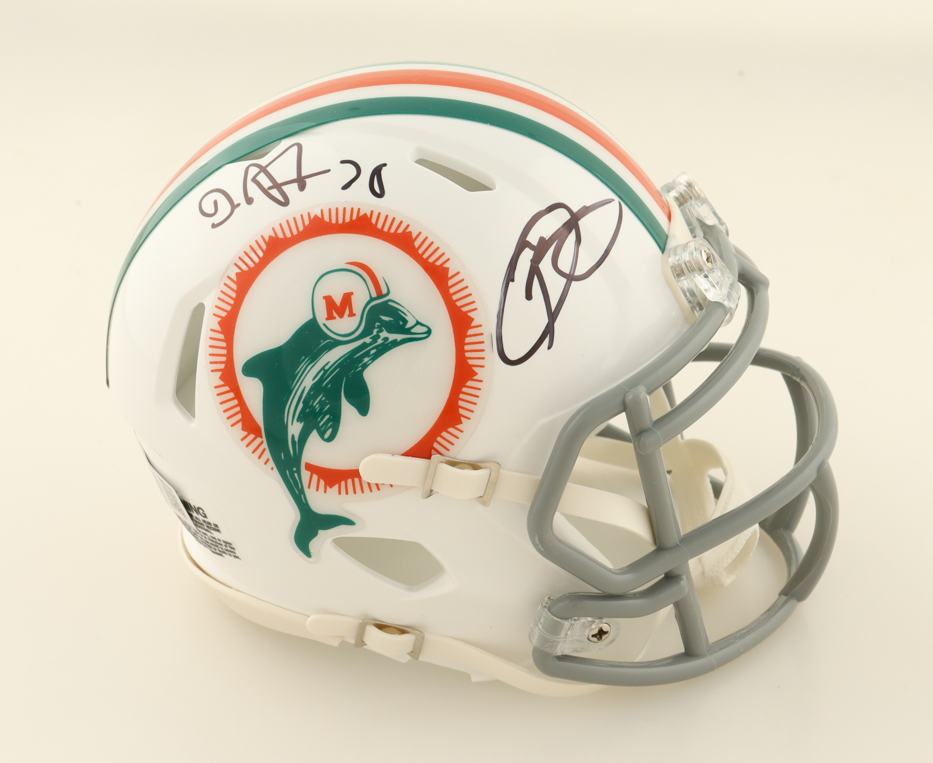 Odell Beckham Jr. & De'Von Achane Signed Dolphins Speed Mini Helmet (Beckett) at PristineAuction.com Odell Beckham Jr. & De'Von Achane Signed Dolphins Speed Mini Helmet (Beckett) at PristineAuction.com