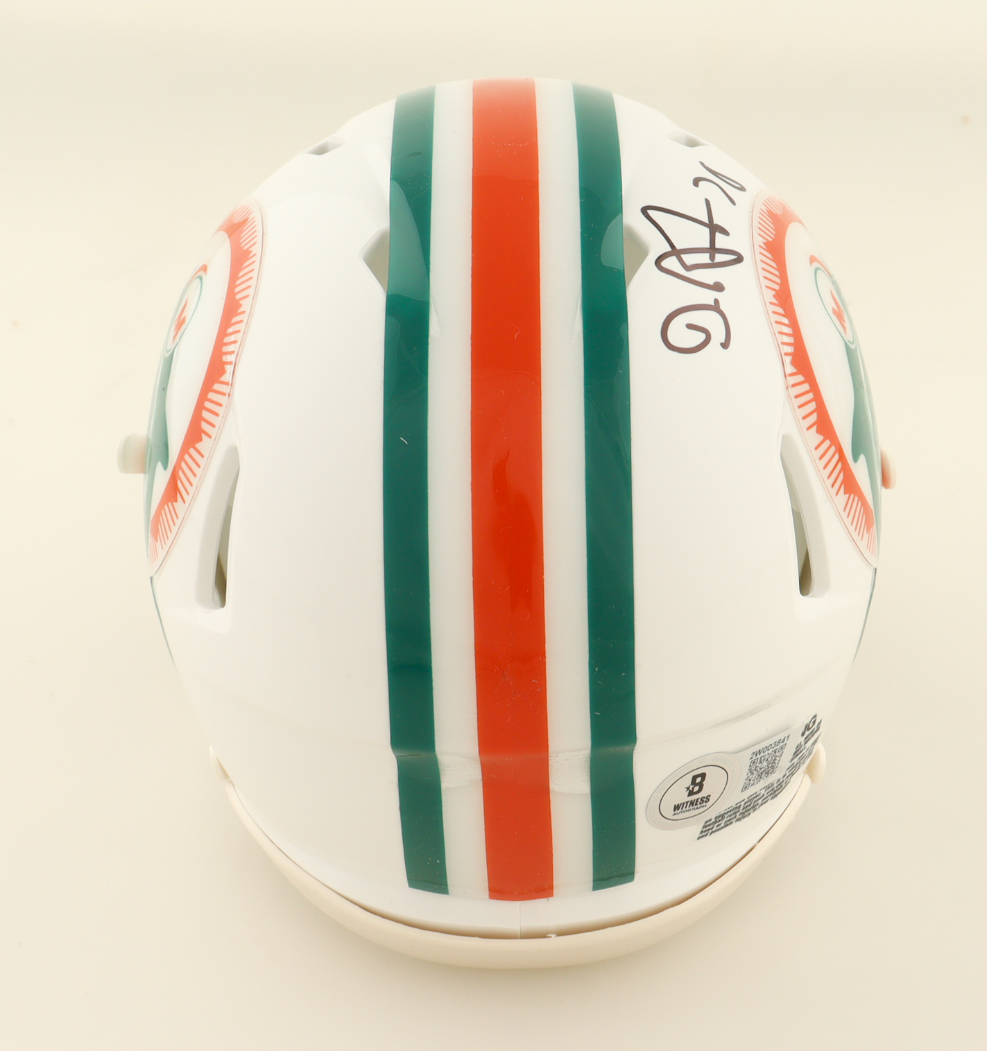 Odell Beckham Jr. & De'Von Achane Signed Dolphins Speed Mini Helmet (Beckett) at PristineAuction.com Odell Beckham Jr. & De'Von Achane Signed Dolphins Speed Mini Helmet (Beckett) at PristineAuction.com