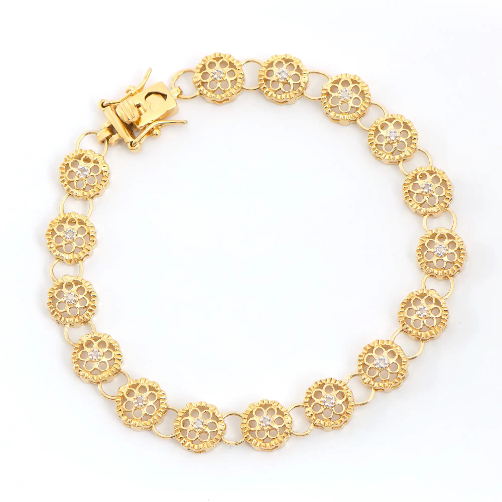 .13 CTW Natural Diamonds 18K Gold Plated Designer Bracelet size 7.5 Inches  | Estimated Value $2,049 (AMG) at PristineAuction.com