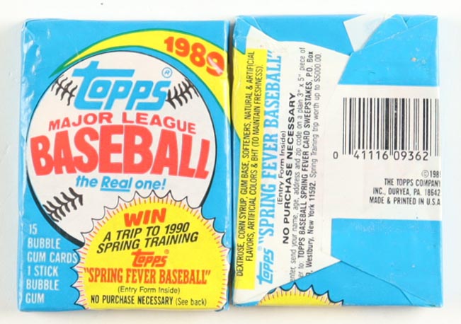 1989 Topps Baseball Trading Card Wax Box (36 Packs) at PristineAuction.com 1989 Topps Baseball Trading Card Wax Box (36 Packs) at PristineAuction.com