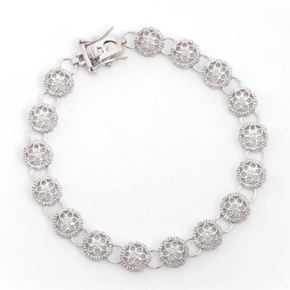 .13 CTW Natural Diamonds Rhodium Plated Designer Bracelet Size 7.5 Inches  | Estimated Value $2,049 (AMG) at PristineAuction.com