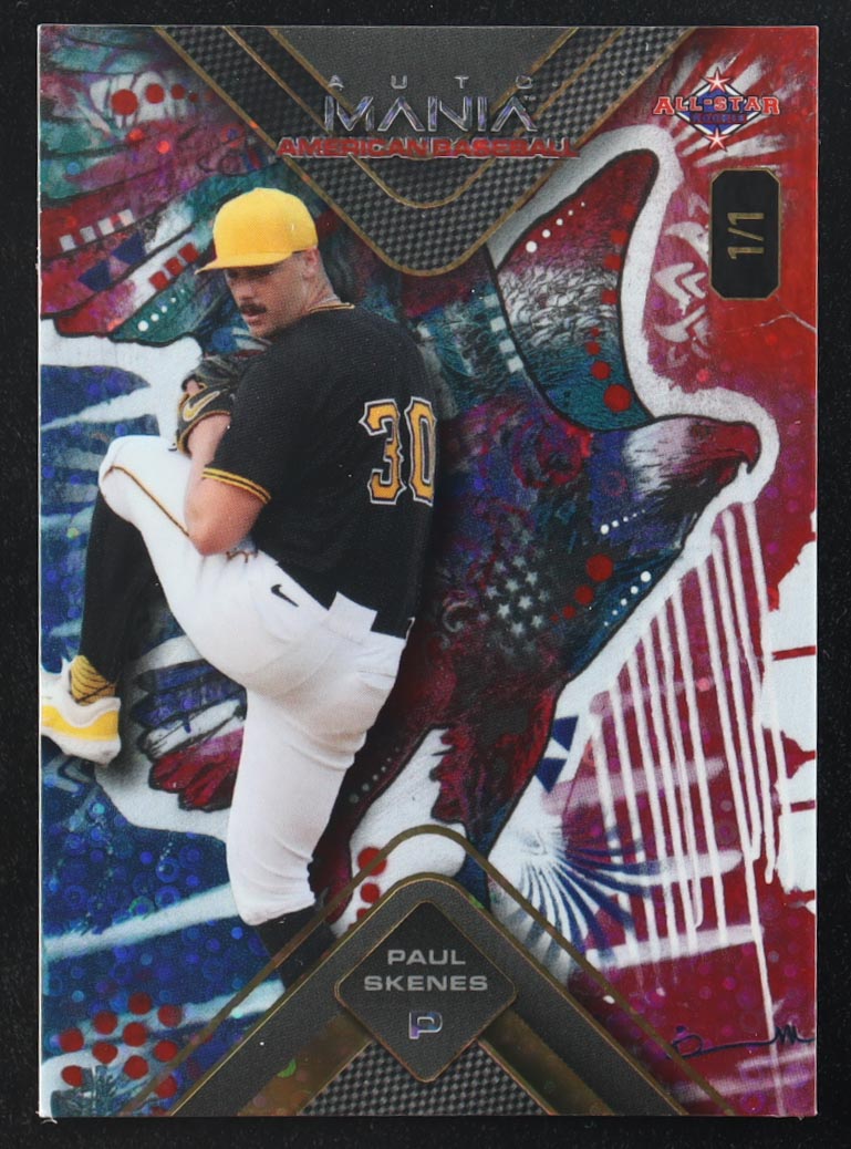 Paul Skenes 2024 Wild Card AutoMania National Eagle All-Star Triangle #AMAT-PS RC #1/1 at PristineAuction.com Paul Skenes 2024 Wild Card AutoMania National Eagle All-Star Triangle #AMAT-PS RC #1/1 at PristineAuction.com