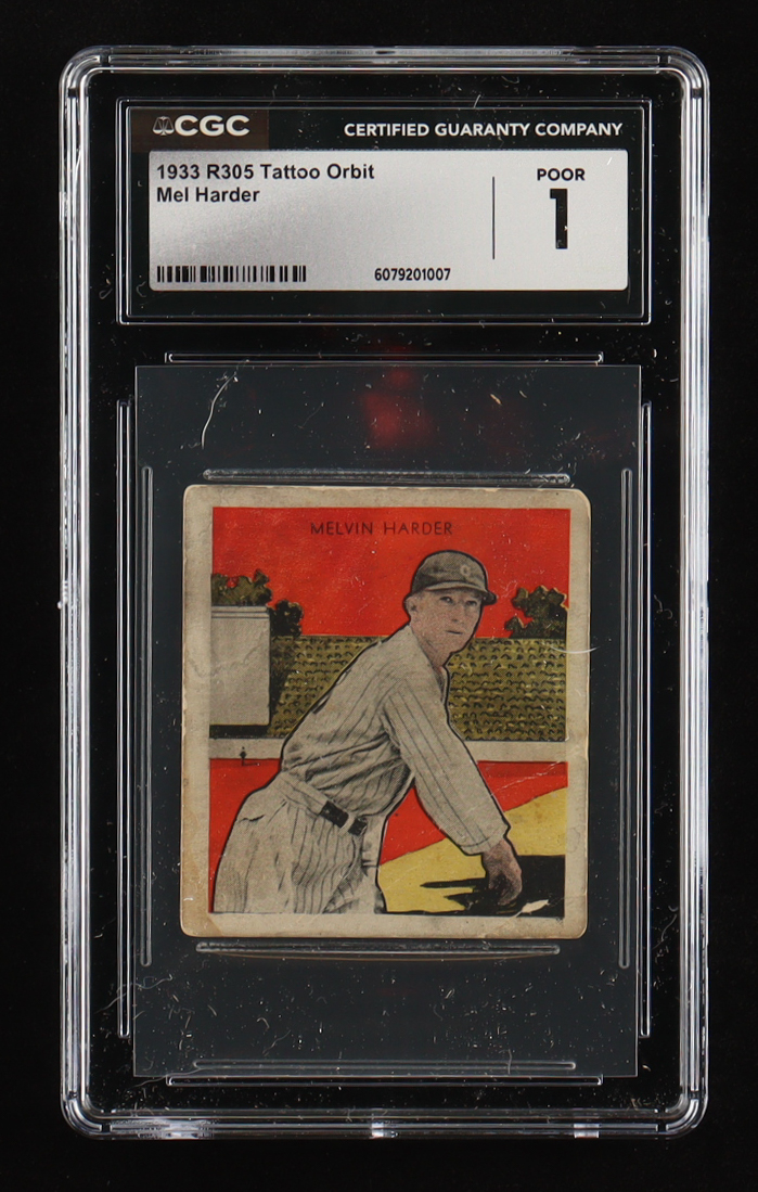 Mel Harder 1933 Tattoo Orbit #R305 (CGC 1) at PristineAuction.com Mel Harder 1933 Tattoo Orbit #R305 (CGC 1) at PristineAuction.com