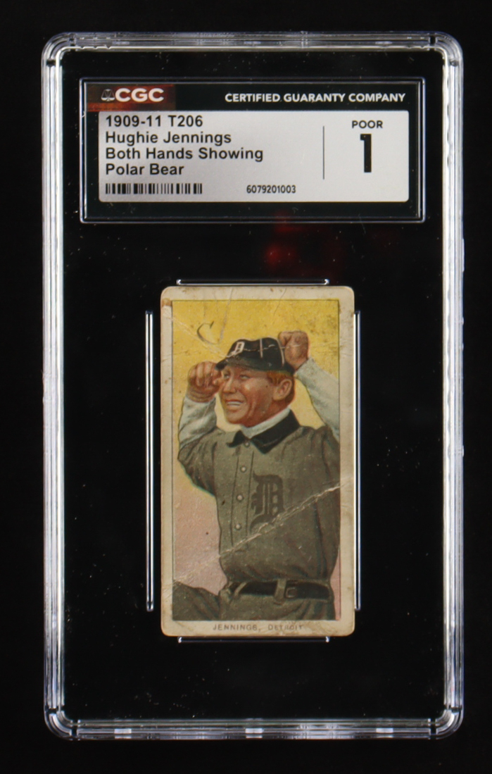 Hughie Jennings 1909-11 Polar Bear T206 (CGC 1) at PristineAuction.com Hughie Jennings 1909-11 Polar Bear T206 (CGC 1) at PristineAuction.com