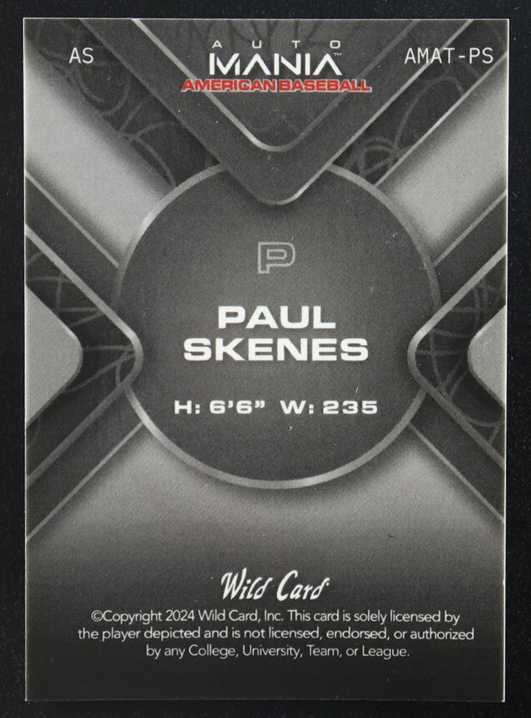 Paul Skenes 2024 Wild Card AutoMania American Flag All-Star Triangle #AMAT-PS RC #46/50 at PristineAuction.com Paul Skenes 2024 Wild Card AutoMania American Flag All-Star Triangle #AMAT-PS RC #46/50 at PristineAuction.com