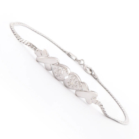 .05 CTW Natural Diamonds Rhodium Plated Designer Bracelet  7.5 Inches  | Estimated Retail Value: $1,859 (AMG) at PristineAuction.com