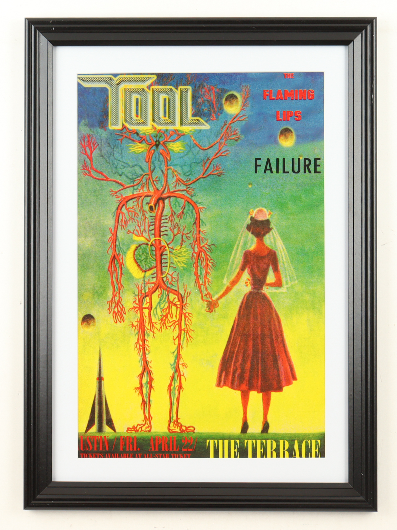 1994 "Tool & The Flaming Lips" Austin Concert Custom Framed Poster at PristineAuction.com 1994 "Tool & The Flaming Lips" Austin Concert Custom Framed Poster at PristineAuction.com