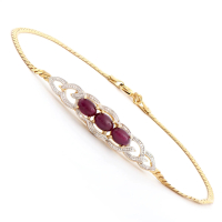 1.72 CTW Natural Diamonds & Ruby 18K Gold Plated Designer Bracelet 7.5" | Estimated Retail Value: $2,149 (AMG) at PristineAuction.com