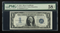 1934 U.S. $1 "Funny Back" Silver Certificate, Blue Seal - Fr. 1606 (BA Block) Signed: Julian / Morgenthau (PMG Choice About Unc 58 EPQ) at PristineAuction.com