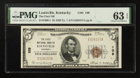 1929 U.S. $5 National Currency Note - The National Bank of Louisville - Fr. 1800-1 Signed: Jones / Woods (PMG Choice Uncirculated 63 EPQ) at PristineAuction.com