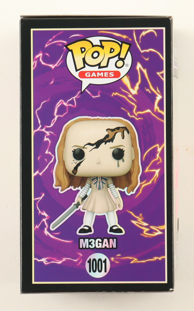 Amie Donald Signed "M3GAN" #1001 M3gan Funko Pop! Vinyl Figure Inscribed "Megan" (JSA) at PristineAuction.com Amie Donald Signed "M3GAN" #1001 M3gan Funko Pop! Vinyl Figure Inscribed "Megan" (JSA) at PristineAuction.com