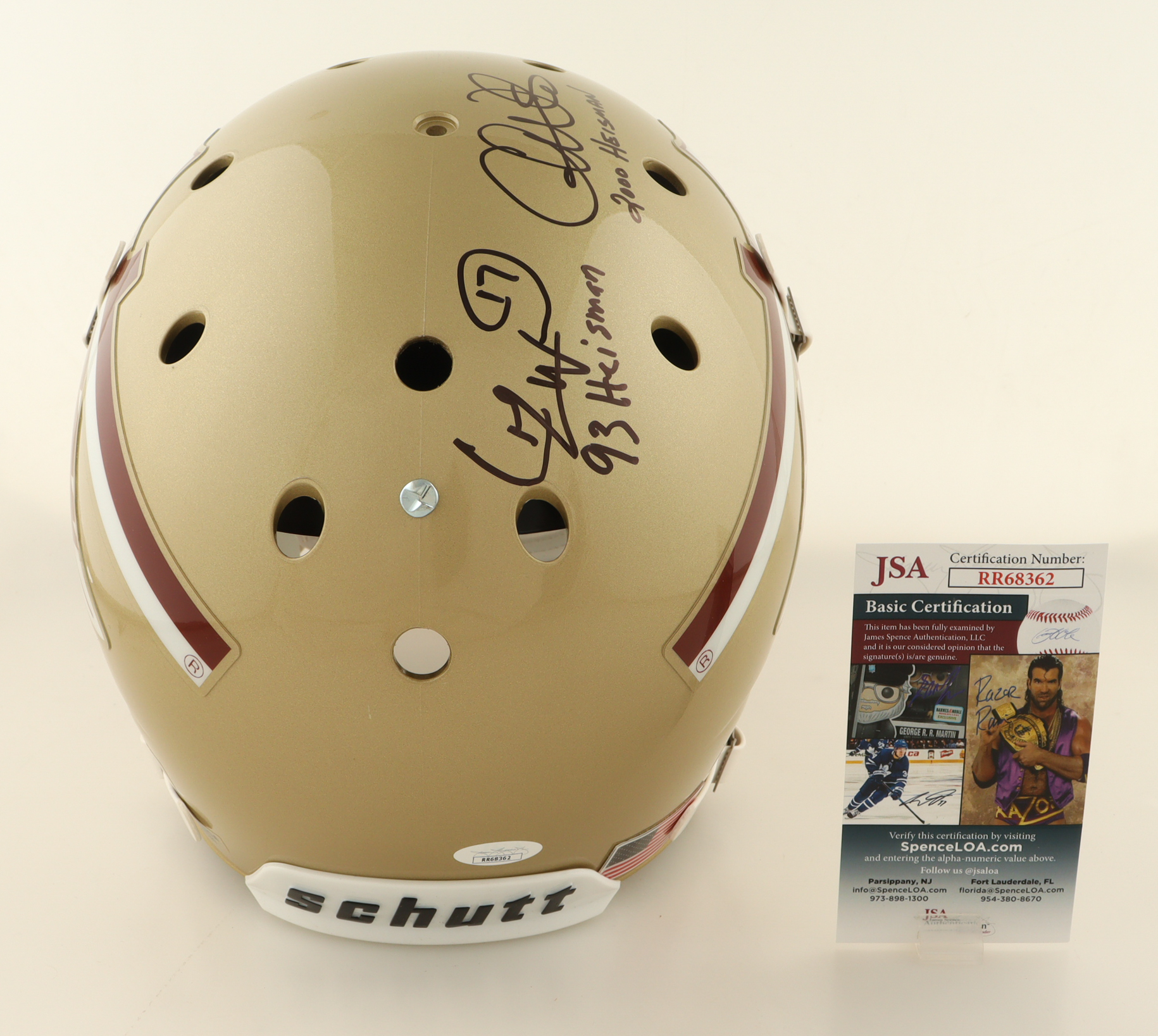 Jameis Winston, Chris Weinke, & Charlie Ward Signed Florida State Seminoles Full-Size Helmet Inscribed "93 Heisman", & "2000 Heisman" (JSA) at PristineAuction.com Jameis Winston, Chris Weinke, & Charlie Ward Signed Florida State Seminoles Full-Size Helmet Inscribed "93 Heisman", & "2000 Heisman" (JSA) at PristineAuction.com