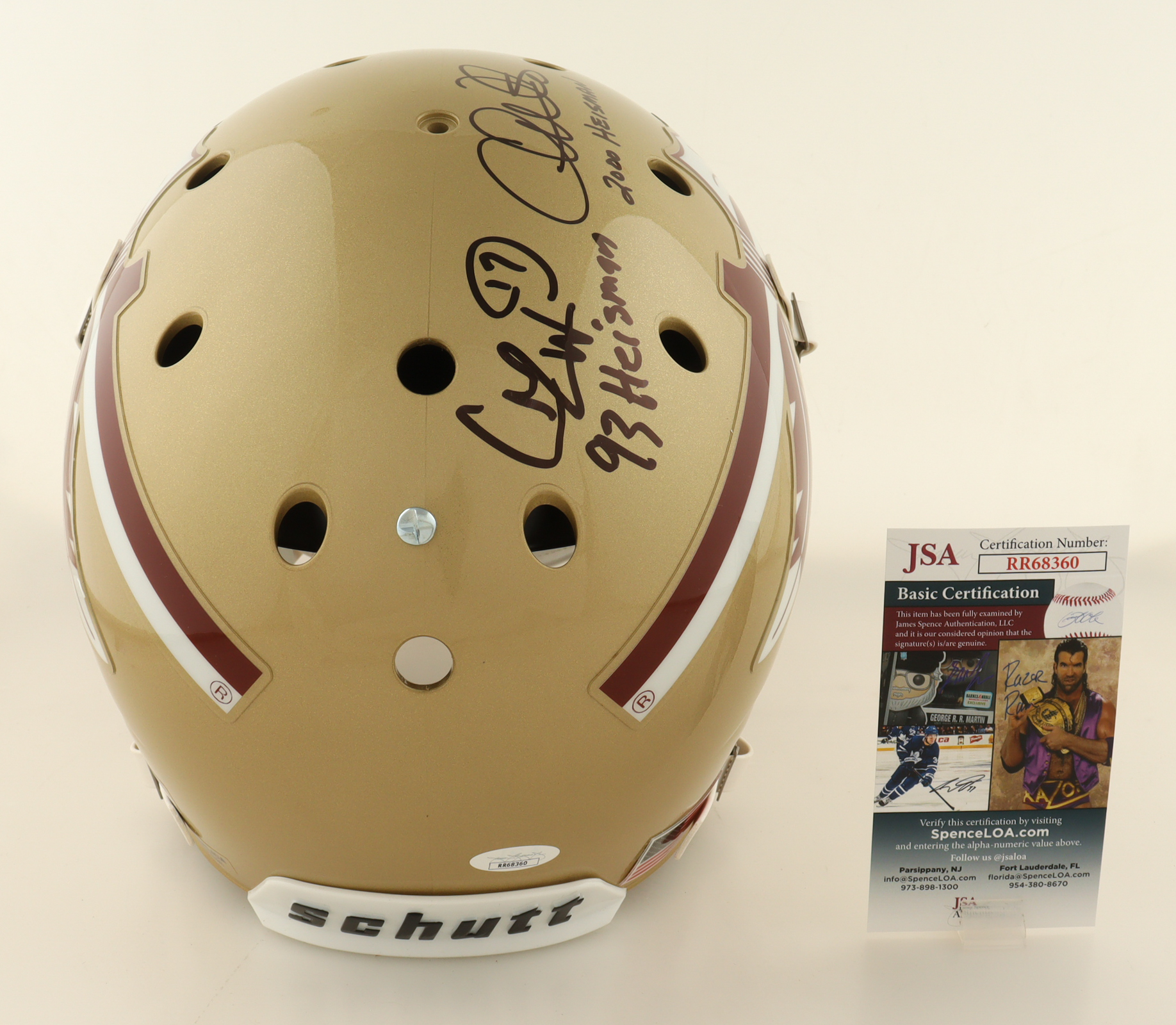 Jameis Winston, Chris Weinke, & Charlie Ward Signed Florida State Seminoles Full-Size Helmet Inscribed "93 Heisman", & "2000 Heisman" (JSA) at PristineAuction.com Jameis Winston, Chris Weinke, & Charlie Ward Signed Florida State Seminoles Full-Size Helmet Inscribed "93 Heisman", & "2000 Heisman" (JSA) at PristineAuction.com