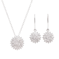 0.29 CTW Natural Diamonds Rhodium Plated Designer Necklace & Earring Set | Estimated Retail Value: $1,899 (AMG) at PristineAuction.com