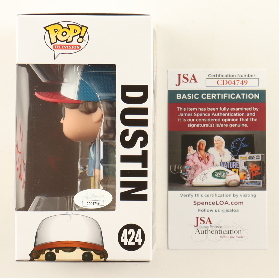 Gaten Matarazzo Signed "Stranger Things" #424 Dustin Funko Pop! Vinyl Figure (JSA) at PristineAuction.com Gaten Matarazzo Signed "Stranger Things" #424 Dustin Funko Pop! Vinyl Figure (JSA) at PristineAuction.com