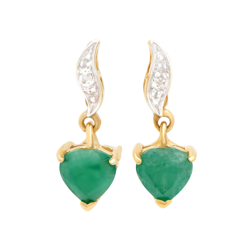 1.77 CTW Natural Diamonds & Emeralds 18K Gold Plated Designer Earrings  | Estimated Retail Value: $1,359 (AMG) at PristineAuction.com