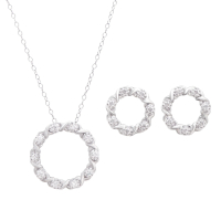 0.24 CTW Natural Diamonds Rhodium Plated Designer Necklace & Earring Set  | Estimated Retail Value: $1,899 (AMG) at PristineAuction.com
