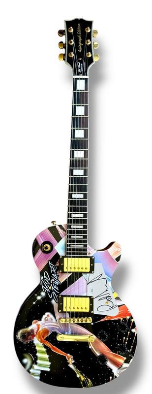 Rod Stewart Signed "Crossing the Atlantic" Custom Les Paul Guitar (JSA) at PristineAuction.com Rod Stewart Signed "Crossing the Atlantic" Custom Les Paul Guitar (JSA) at PristineAuction.com