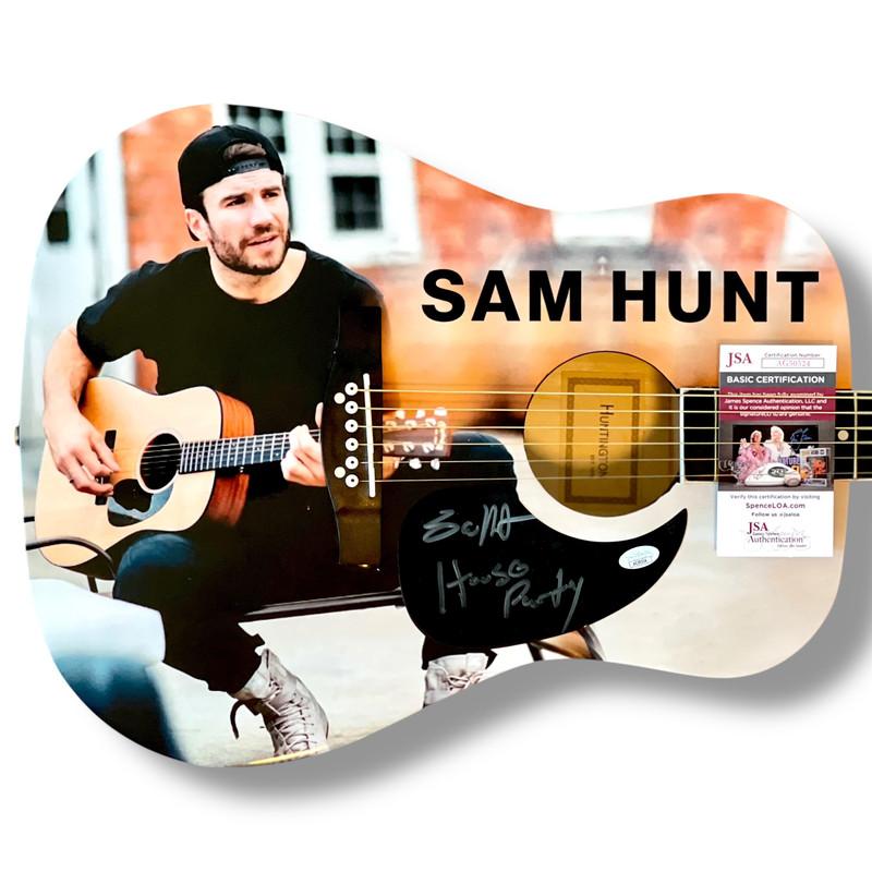 Sam Hunt Signed Custom Huntington Acoustic Guitar Inscribed "House Party" (JSA) at PristineAuction.com Sam Hunt Signed Custom Huntington Acoustic Guitar Inscribed "House Party" (JSA) at PristineAuction.com