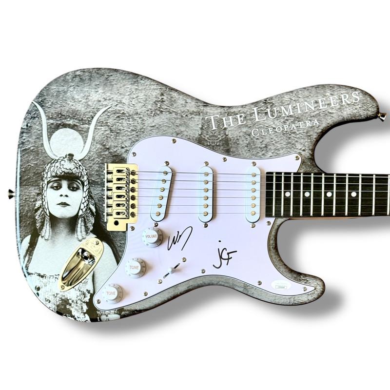 Wesley Schultz & Jeremiah Fraites Signed "The Lumineers" Custom Stratocaster Guitar (JSA) at PristineAuction.com Wesley Schultz & Jeremiah Fraites Signed "The Lumineers" Custom Stratocaster Guitar (JSA) at PristineAuction.com
