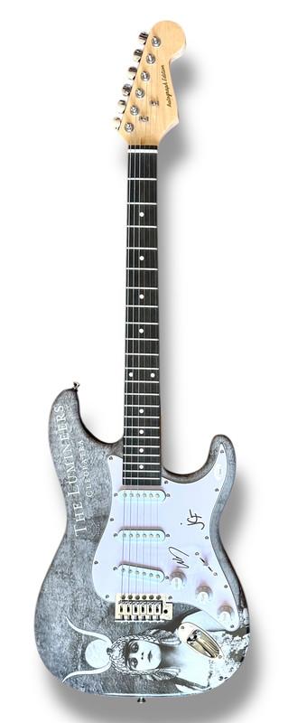 Wesley Schultz & Jeremiah Fraites Signed "The Lumineers" Custom Stratocaster Guitar (JSA) at PristineAuction.com Wesley Schultz & Jeremiah Fraites Signed "The Lumineers" Custom Stratocaster Guitar (JSA) at PristineAuction.com