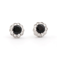 2.22 CTW Natural Diamonds & Sapphire Rhodium Plated Designer Earrings  | Estimated Retail Value: $1,349 (AMG) at PristineAuction.com