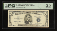 1953-A U.S. $5 Silver Certificate, Blue Seal - Fr. 1656 (EA Block) Signed: Priest / Anderson (PMG Choice Very Fine 35) at PristineAuction.com