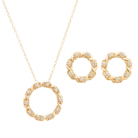 0.24 CTW Natural Diamonds 18K Gold Plated Designer Necklace & Earring Set | Estimated Retail Value: $1,899 (AMG) at PristineAuction.com