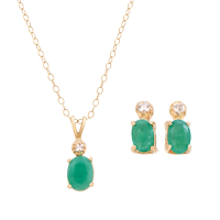 2.10 CTW Natural Diamonds & Emeralds 18K Gold Plated Designer Necklace & Earring Set  | Estimated Retail Value: $1,899 (AMG) at PristineAuction.com