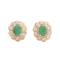 1.18 CTW Natural Diamonds & Emeralds 18K Gold Plated Designer Earrings  | Estimated Retail Value: $1,359 (AMG) at PristineAuction.com