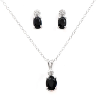 2.73 CTW Natural Diamonds & Sapphire Rhodium Plated Designer Necklace & Earring Set  | Estimated Retail Value: $1,849 (AMG) at PristineAuction.com