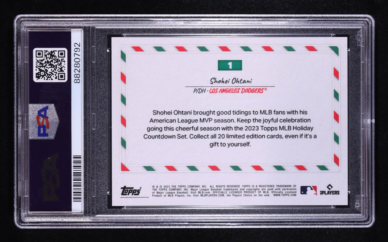 Shohei Ohtani 2023 Topps MLB Holiday Countdown #1 (PSA 10) at PristineAuction.com Shohei Ohtani 2023 Topps MLB Holiday Countdown #1 (PSA 10) at PristineAuction.com
