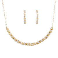 0.41 CTW Natural Diamonds 18K Gold Plated Designer Earring & Necklace Set | Estimated Value $1,899 (AMG) at PristineAuction.com
