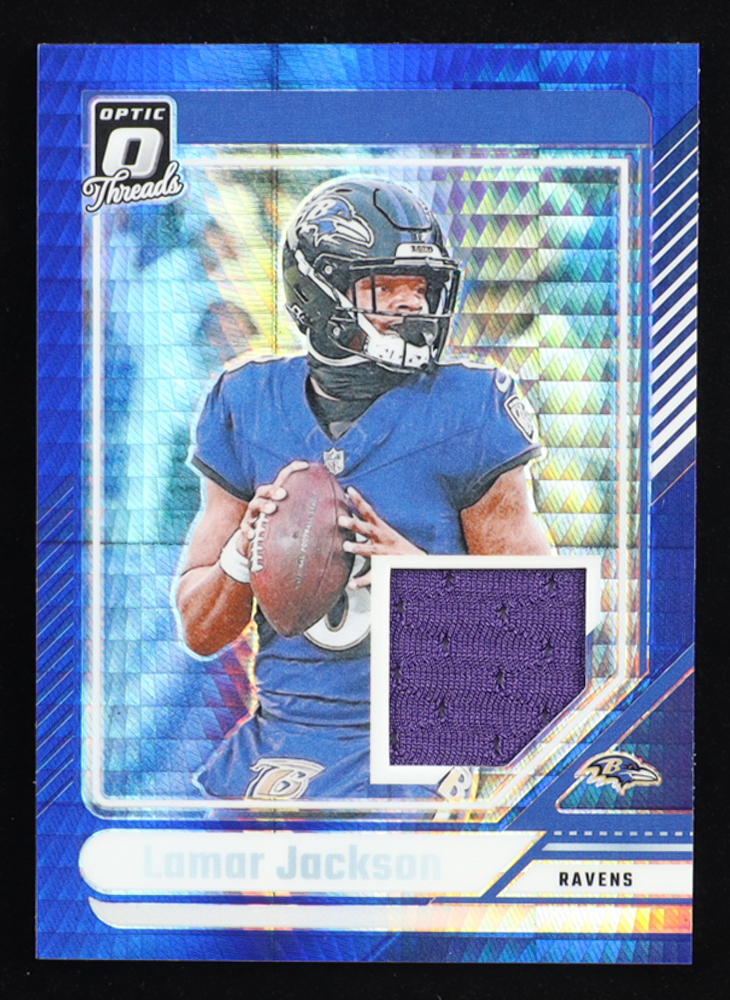 Lamar Jackson 2024 Donruss Optic Donruss Threads Blue Hyper #3 at PristineAuction.com Lamar Jackson 2024 Donruss Optic Donruss Threads Blue Hyper #3 at PristineAuction.com